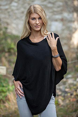 styleBREAKER-Damen-Feinstrick-Poncho-in-Unifarben-leicht-asymmetrischer-Schnitt-rmellos-Rundhals-08010042
