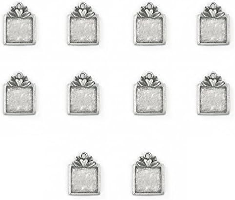 10-pack Pewter Green Girl Square Stamping Blanks, Soft Strike Pewter, 1 7/8x7/8", ImpressArt -Made in USA