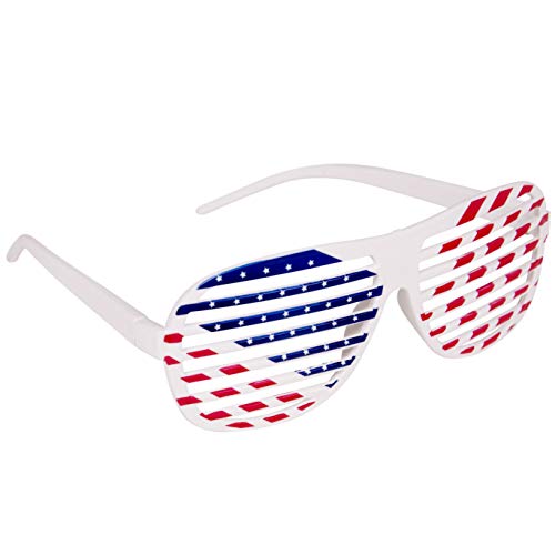 American Flag USA Patriotic Shutter Shades Sunglasses - 12 Pairs Fourth of July Party Favors Patriotic Decorations Red White and Blue Glasses 12 Pack - Thumbnail 2