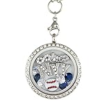 Perfect Baseball Gift, Infinity Love Floating Charm Living Memory Locket Magnetic Closure 30mm Stainless Steel Pendant Necklace