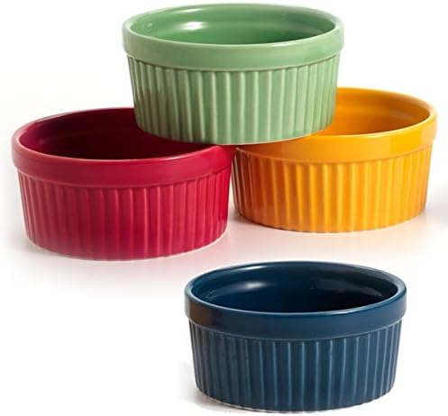 Norpro 4oz Stoneware Colored Ramekins - Set of 4 Colored Ramekins (1 each Blue, Red, Green, Yellow)