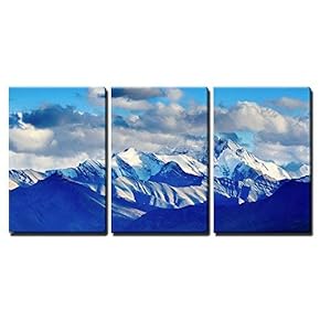 3 Piece Canvas Wall Art - a View of Himalayas Mountains with Tso Moriri Lake in The Foreground in Ladakh, India - Modern Home Art Stretched and Framed Ready to Hang - 16"x24"x3 Panels