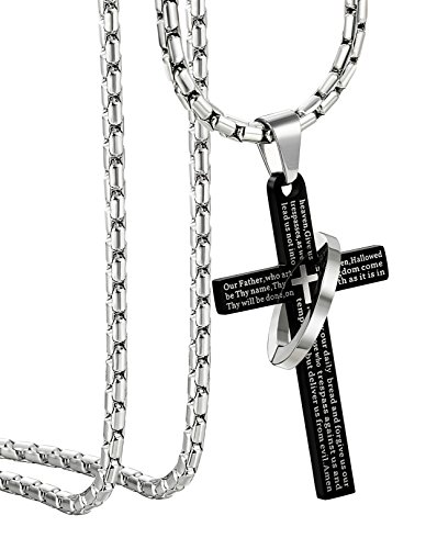Orazio 3mm stainless steel chain cross necklace for men…