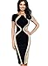 Vfemage Womens Optical Illusion Colorblock Contrast Slim Work Casual Dress