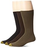 Gold Toe Men's Hampton 3 Pack Socks, Olive/Brown/Black, 10-13