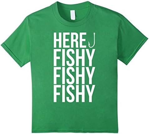 Kids Here Fishy Fishy Fishy T-Shirt - Funny Fishing Shirt 6 Grass