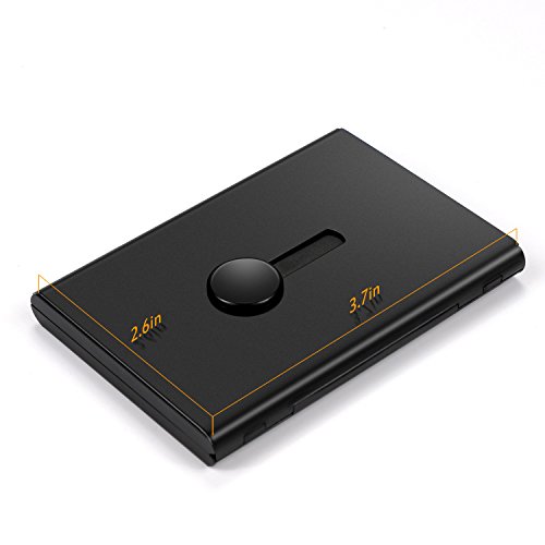 Business Card Holder Case, AHGXH Thumb Slider Business Card Organizer Stainless Steel Name ID Card Case Slim Metal Card Case Holder, Black