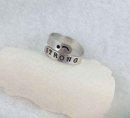 Customized Hand Stamped Semicolon Wrap Ring Sterling Silver