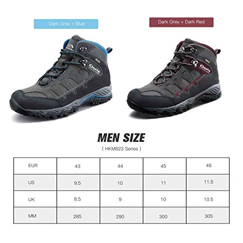Clorts Men's Pioneer Hiking Boots Waterproof Suede Leather Lightweight Hiking Shoes Dark Grey/Blue 11.5 M US - Thumbnail 5