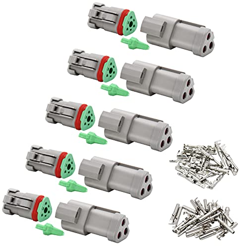 Deutsch DT04-3S/DT06-3S Steckverbinder Kit – 3-polig, Wasserdicht (IP67), Schwarz