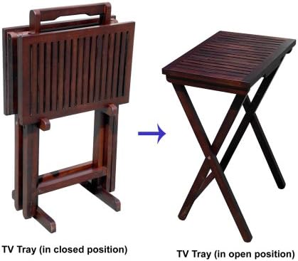 D-Art Mahogany TV Tray Set of 2 tables and 1 stand