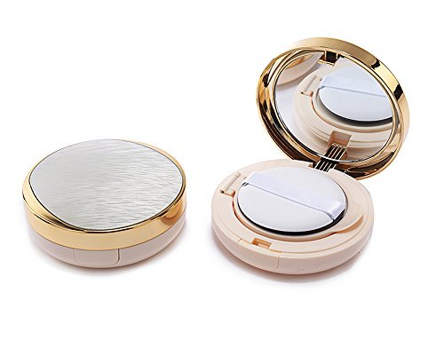 15ml 0.5oz Empty Luxurious Golden Portable Make-up Powder Container Air Cushion Puff Case with Powder Puff and Mirror Refillable Foundation BB Cream Box