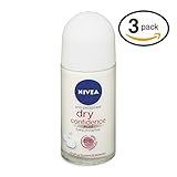 (Pack of 3 Bottles) Nivea DRY CONFIDENCE Womenâ€™s Roll-On Antiperspirant & Deodorant. 48-Hour Protection Against Underarm Wetness. (Pack of 3 Bottles, 1.7oz / 50ml Each Bottle)
