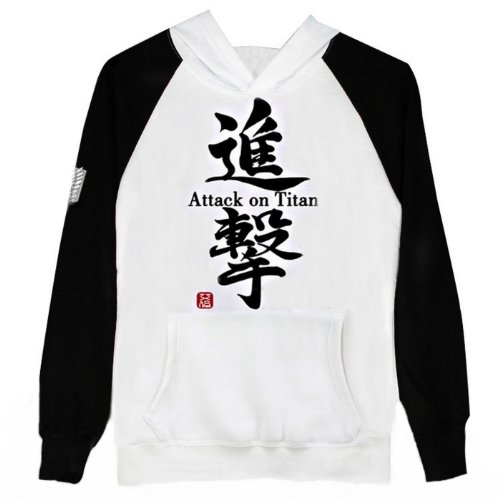 Attack on Titan Shingeki no Kyojin Cosplay Costume Anime Black White Hoodie