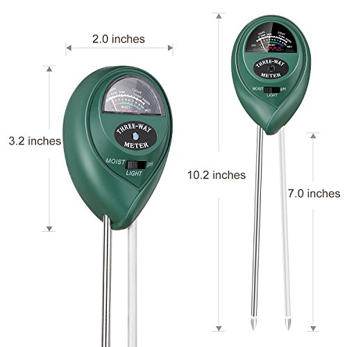 Jellas Soil Test Kit - 3 in 1 Soil pH Meter Tester Plant Moisture Sensor Meter/Light / pH Tester for Home, Garden, Lawn, Farm Promote Plants Healthy Growth - Green