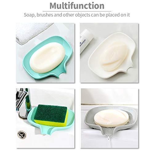Awopee Silicone Soap Dish with Drain, Bar Soap Holder for Shower