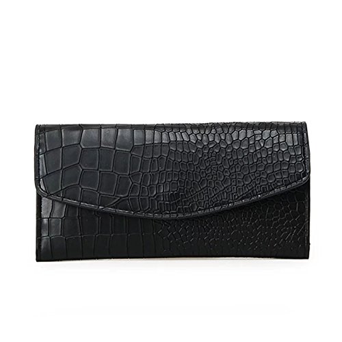 satyam kraft women designer long zipper wallet black/brown