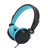 Kids Headphones with Microphone On-Ear Headset Made for iPhone, iPod, iPad, Samsung, HTC, LG and More (NT-H3 Teal Black)