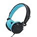Kids Headphones with Microphone On-Ear Headset Made for iPhone, iPod, iPad, Samsung, HTC, LG and More (NT-H3 Teal Black)