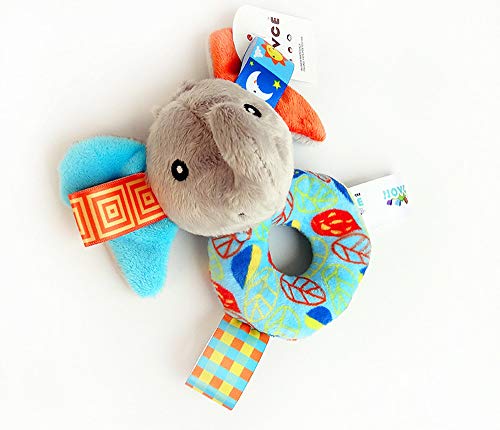 Baby Soft Rattle Toy - Grab, Hold and Shake Toy - Sensory, Early Educational Developmental Toy Cute Stuffed Animal Elephant with Sound for 0 3 6 9 12 Months Old Newborn (2 Pack)