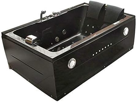 2 Person Bathtub Black Jacuzzi Type Whirlpool 14 Massage Jets