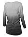 LL WT1113 Womens V Neck 3/4 Sleeve Dip Dye Drape Dolman Top with Side Shirring XXL BLACK