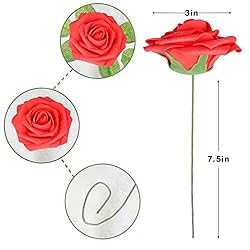 Artificial Flowers 25pcs Real Looking Red Foam Fake