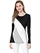 Allegra K Women's Color Block Round Neck Shirt Top S Black White