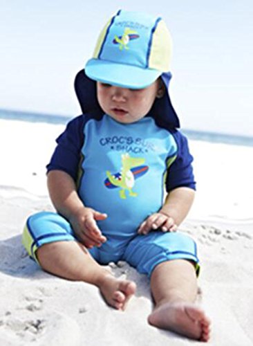 BANGELY Baby Boy Summer Long Sleeve One Piece Rashguard Swimsuit Sun Protection Swimwear Size 12-18M (Blue)