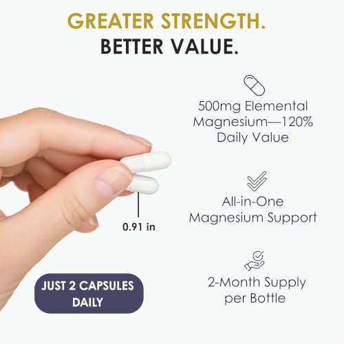 Greensential 5-in-1 Magnesium Complex w/Glycinate | 2-Month Supply | Sleep & Muscle Support, Chelated for Max Absorption, Made in USA, GMP Certified, 2X 3rd Party Tested, 120 Capsules