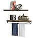 Del Hutson Designs Handmade Rustic Pine Wood (2 x 24 x 5.5-inch) Floating Shelves with Towel Bar (Walnut)