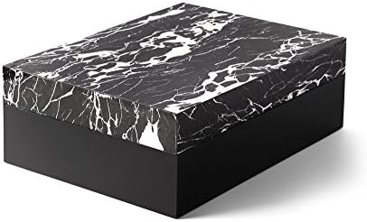Carla Carstens Black White Marble Acrylic Large Decorative Box Lid | Gift Photo Storage Jewelry Sewing Office Desk Bathroom Cosmetics Makeup Keepsake Trinket Table Wedding