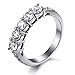 MoAndy Jewelry Women Stainless Steel Cubic Zirconia Wedding Engagement Ring Bands,Silver