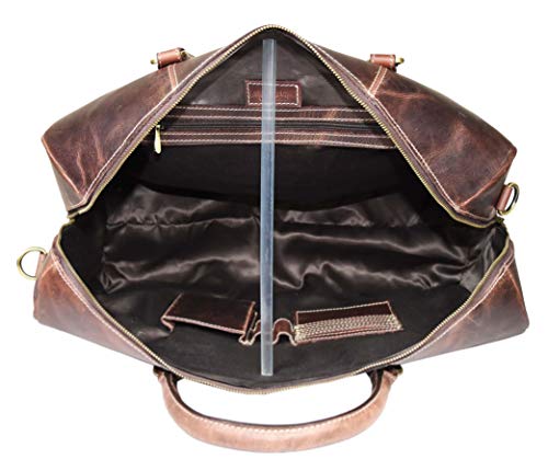 Leather Travel Duffle Bag | Gym Sports Bag Airplane Luggage Carry-On Bag By Aaron Leather (Walnut)