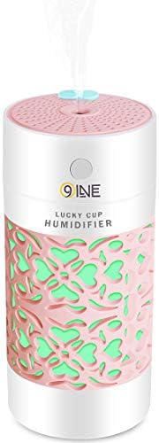 9Oine Cool Mist Humidifier,No Noise 250ML Portable USB Ultrasonic Air Humidifier Purifier 7 Color LED Lights Changing Mini Humidifier for Office Desk Bedroom Home Babies Kids (Pink)