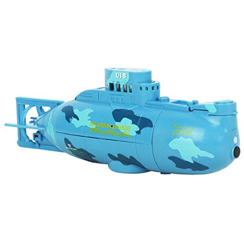 Rumfo Mini RC Water Boat Toy Remote Control Boat Plastic Model Submarine Ship Electric Toy Waterproof Diving in Water Indoor Toys for Fish Tank Pools Kids Gift (Blue) - Thumbnail 7