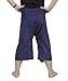 Thai Fisherman Pants Yoga Trousers Free Size 3/4 Cotton Stripe-Dark Navy Blue