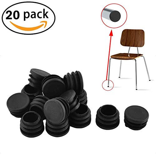 20 Pack 1 Inch Round Plastic Plug, Pipe Tubing End Cap, Durable Chair Glide