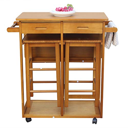 MTFY Kitchen Island on Wheels,Small Kitchen Table with Rolling Casters