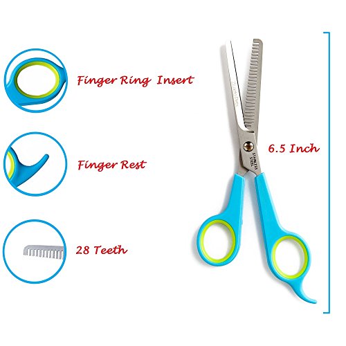 ZIWETO-PETS-Premium-Quality-Grooming-Scissors-Set-for-Dog-and-Cats-2-Piece-Set-Incudes-Cutting-Shear-and-Thinning-Shear-65-inch-with-Rounded-tips