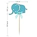 Shxstore Gray and Blue Elephant Cake Cupcake Topper Picks For It's A Boy Baby Shower Birthday Themed Party Decorations Supplies