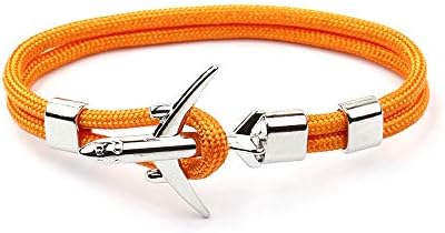 Punk Bracelet Braided For Men,Bangles Fashion Retro Bracelet For Men Women Charm Orange Bracelets For Aviation Style Sport Hook Unisex Fashion Friendship Gift Birthday Present