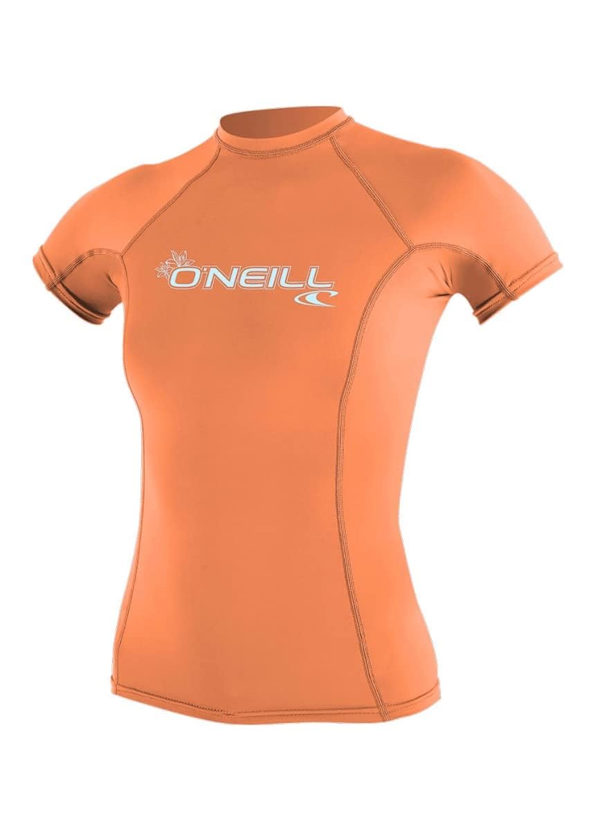 O'Neill Wetsuits WoMens Basic Skins Short Sleeve Sun Shirt Rash Vest, Light Grapefruit, L UK — image 1