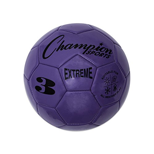 Champion Sports Extreme Series Soccer Ball, Size 3 - Youth League, All Weather, Soft Touch, Maximum Air Retention - Kick Balls for Kids Under 8 - Competitive and Recreational Futbol Games, Purple