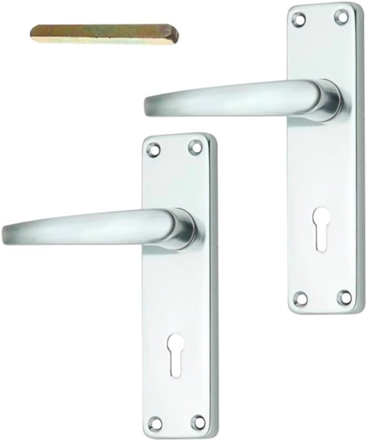 Merriway Bright Aluminium Lock Handle Set 150 mm Grey