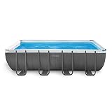 Intex 18ft X 9ft X 52in Ultra Frame Rectangular Pool Set with Sand Filter Pump, Ladder, Ground Cloth & Pool Cover