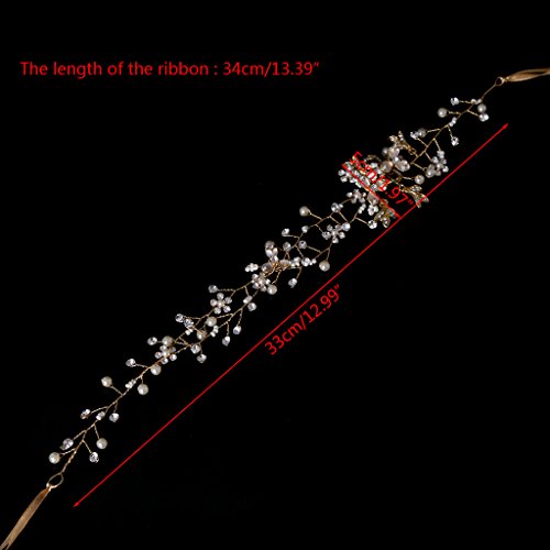 YDZN Bridal Rhinestone Tiara,Handmade Women Girls Hair Head Piece Pageant Crown For Wedding Party Photography (Gold)