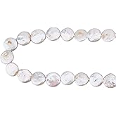 Hobbspring 1 Strand Baroque Pearl Flat Round Natural Freshwater Pearl Beads Strands Punching 0.7mm Keshi Pearls for Necklace Bracelet Jewelry Making