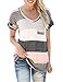 eshion Women V-neck Casual Long Sleeve T-shirt Blouse Tees Tops (XL, Gray)