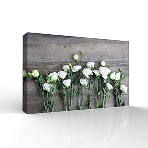 Canvas Wall Art Wood Feature Flowers Painting Artwork for Home Prints Framed - 12x18 inches